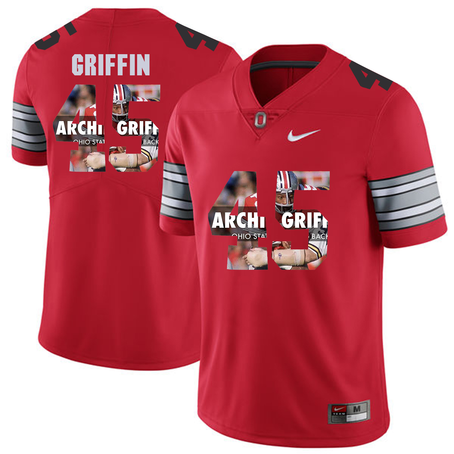 Men Ohio State 45 Griffin Red Fashion Edition Customized NCAA Jerseys
